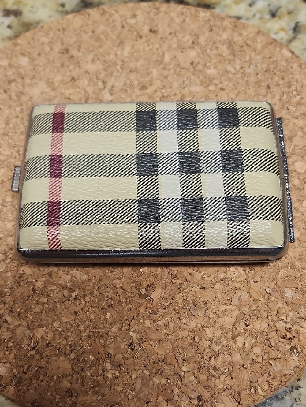 Burberry replica thank you Plaid Card Case Wallet in Beige, Black & Red